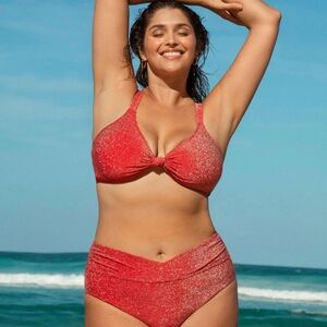 Berlook Coral Glitter Bikini Set Size 22 Bottom 16 Top